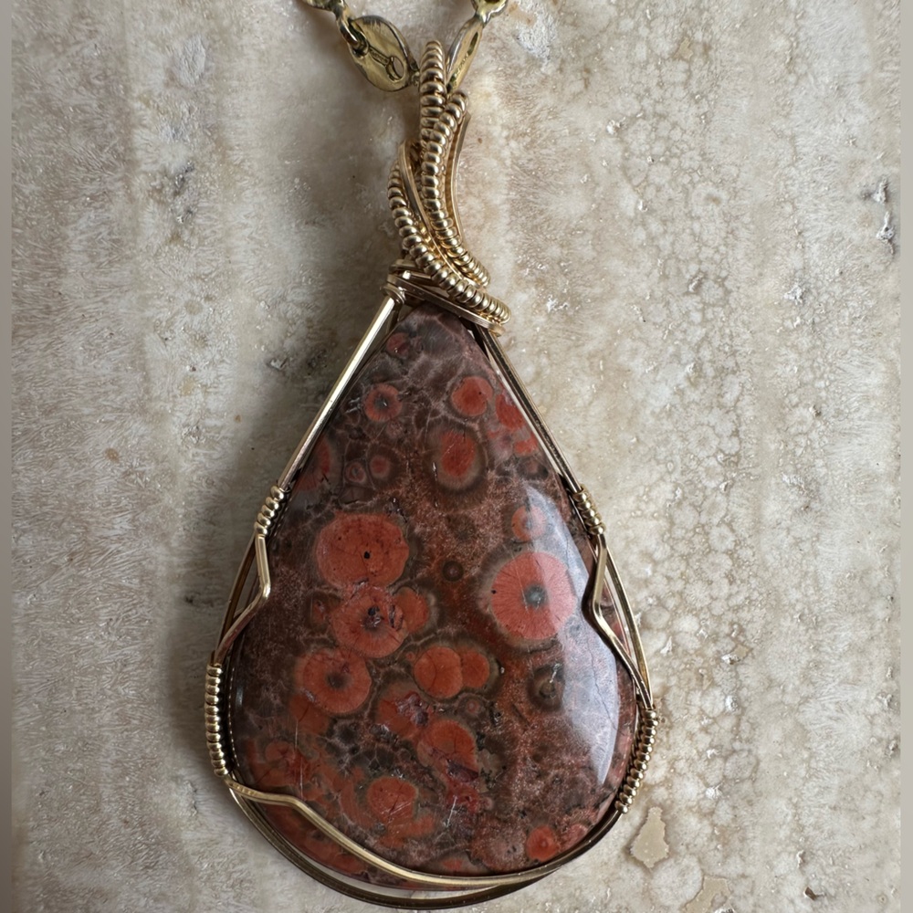 14k Gold Filled Poppy Jasper Necklace Pendant
